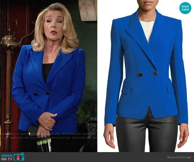 Kobi Halperin Corynne Double-Breasted Blazer worn by Nikki Reed Newman (Melody Thomas-Scott) on The Young and the Restless