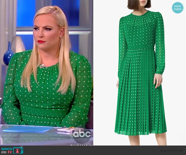LK Bennett Avery Green Polka Dot Midi Dress worn by Meghan McCain on The View