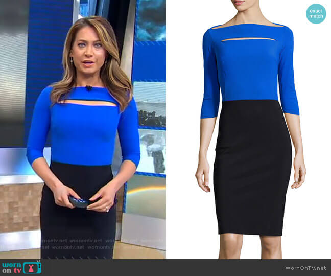 La Petite Robe di Chiara Boni Colorblock Cocktail Dress worn by Ginger Zee on Good Morning America