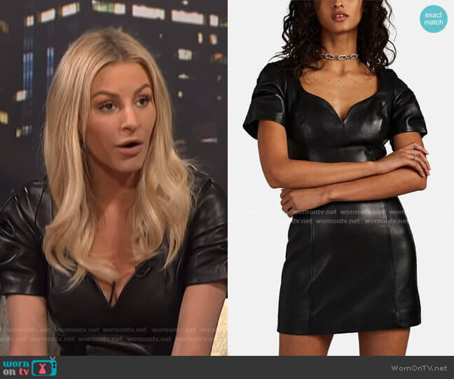 Area Leather Puff-Sleeve Minidress worn by Morgan Stewart on E! News