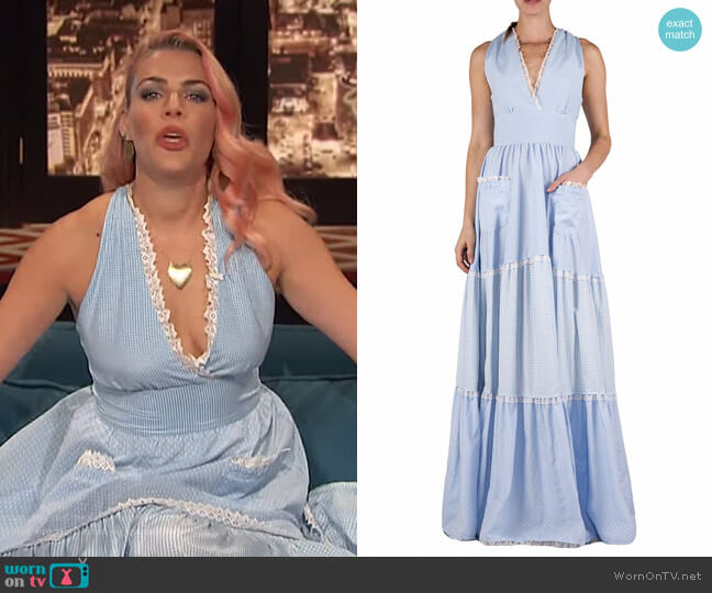 Luisa Beccaria Tiered Mixed Cotton Maxi Dress worn by Busy Philipps on Busy Tonight