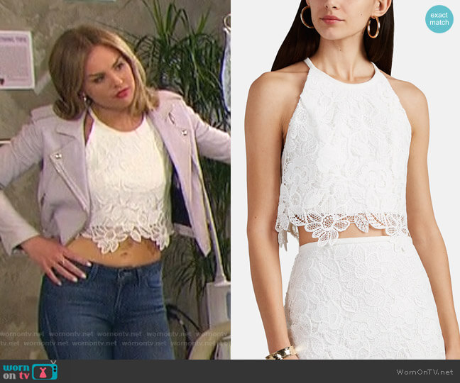 Manning Cartell Floral Lace Crop Top worn by Hannah Brown on The Bachelorette
