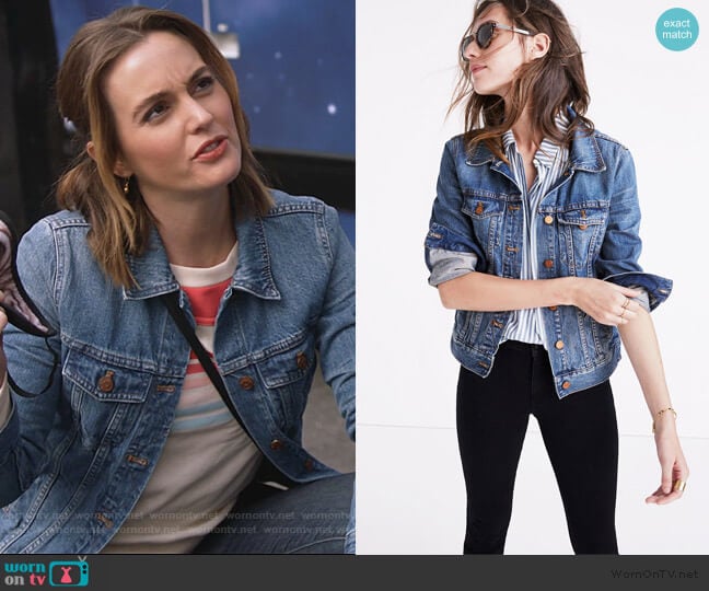 Madewell The Jean Jacket in Pinter Wash worn by Angie (Leighton Meester) on Single Parents
