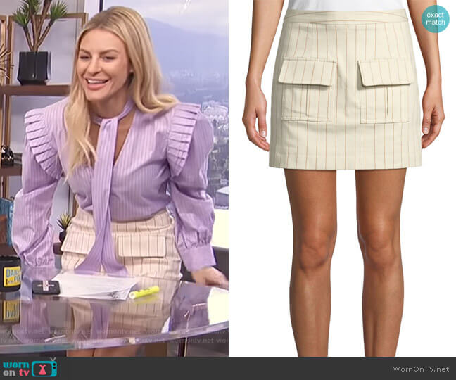 Maggie Marilyn We Can Climb This Mountain Pinstripe Mini Skirt worn by Morgan Stewart on E! News