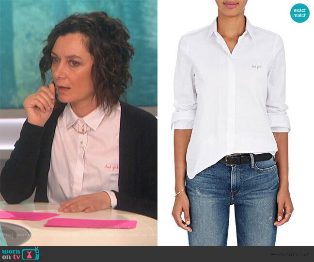 Maison Labiche Button-up 'Bad Girl' shirt worn by Sara Gilbert on The Talk