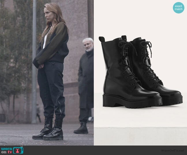 Maje Ranger Style Booties worn by Villanelle (Jodie Comer) on Killing Eve