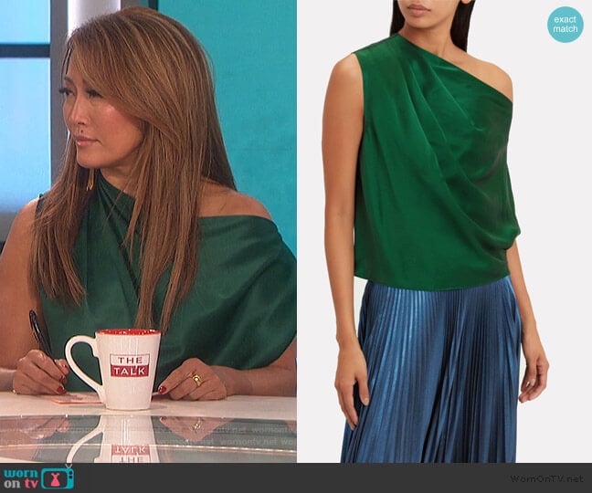 Michelle Mason One Shoulder Drape Top worn by Carrie Inaba on The Talk