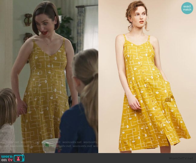 Mimi Mimi Button Front Maternity Dress worn by Jennifer Short (Zoe Lister-Jones) on Life in Pieces
