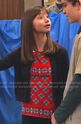 Molly’s red floral top on No Good Nick
