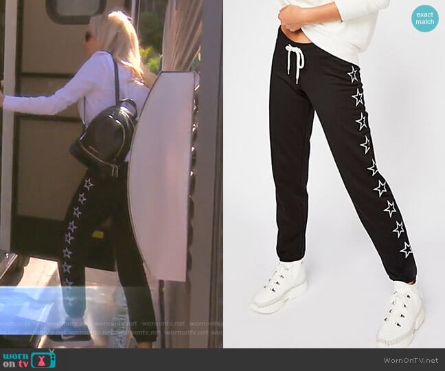 Monrow Sweatpants With Outline Stars worn by Camille Grammer on The Real Housewives of Beverly Hills