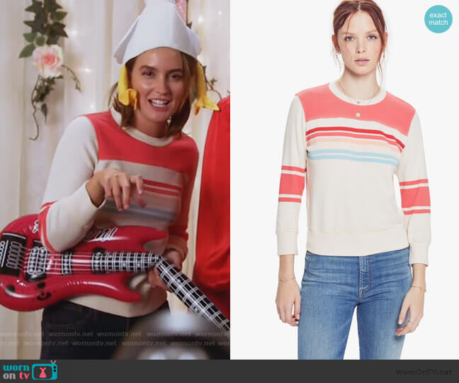 Mother Koozie Half-Stripe Cotton Sweatshirt worn by Angie (Leighton Meester) on Single Parents