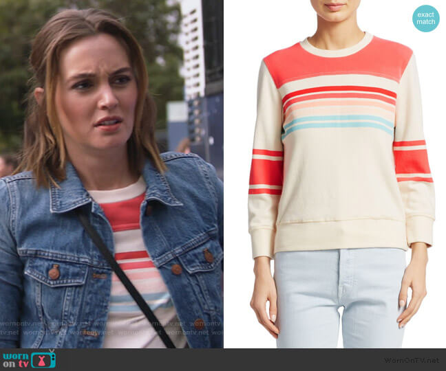 Mother Koozie Half-Stripe Cotton Sweatshirt worn by Angie (Leighton Meester) on Single Parents