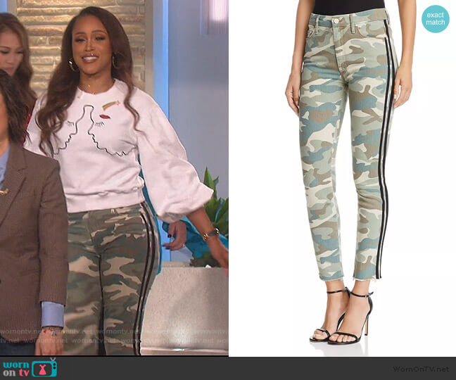 Mother Looker High-Rise Camo Track Stripe Skinny Jeans worn by Eve on The Talk