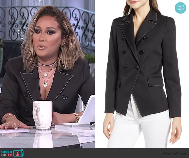 Mural Contrast Stitch Double Breasted Blazer worn by Adrienne Houghton on The Real
