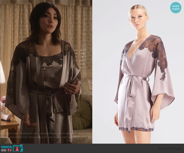 Josie Natori Lolita Lacy Wrap worn by Cassidy Barrett (Daniella Pineda) on What/If