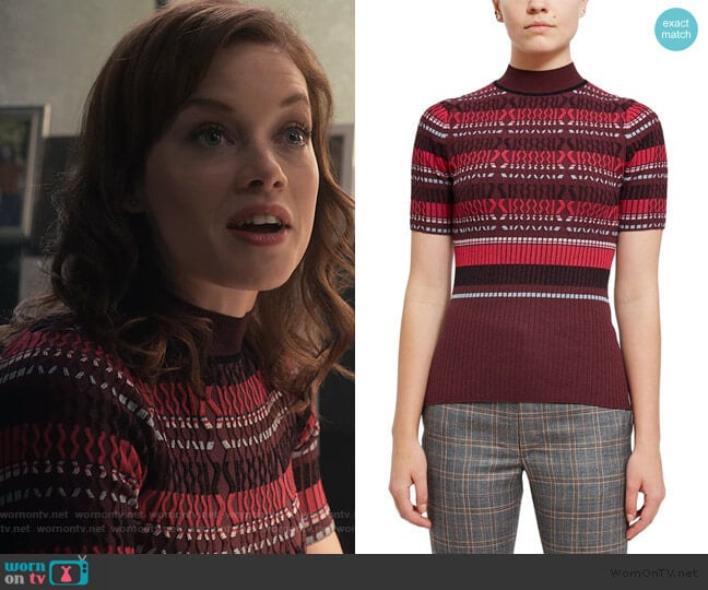 Opening Ceremony Fitted Ribbed Short-Sleeve Striped Top worn by Lisa Donovan (Jane Levy) on What/If