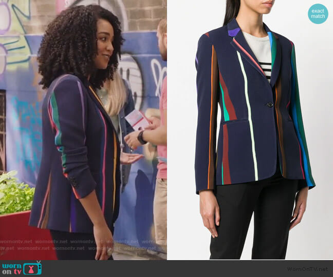 Paul Smith Striped Blazer worn by Kat Edison (Aisha Dee) on The Bold Type