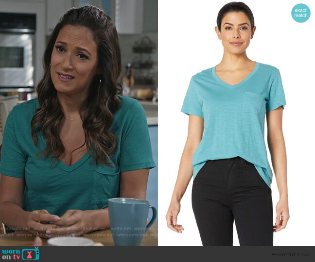 Pendleton Neck Pocket Cotton Tee worn by Colleen Brandon-Ortega (Angelique Cabral) on Life in Pieces