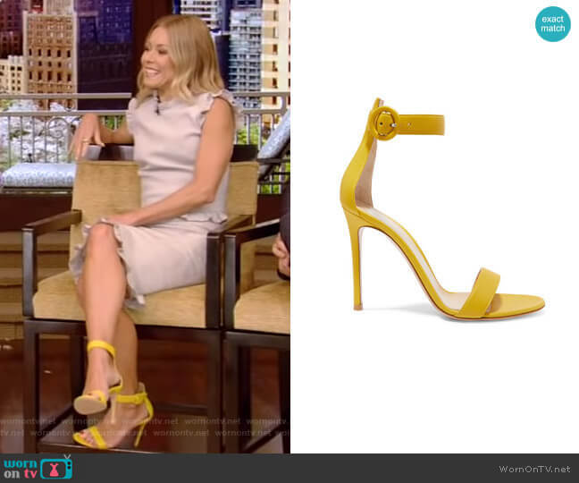 Gianvito Rossi Portofino Leather Sandals worn by Kelly Ripa on Live with Kelly and Mark