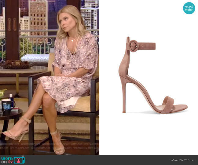 Gianvito Rossi Portofino Leather Sandals worn by Kelly Ripa on Live with Kelly and Mark