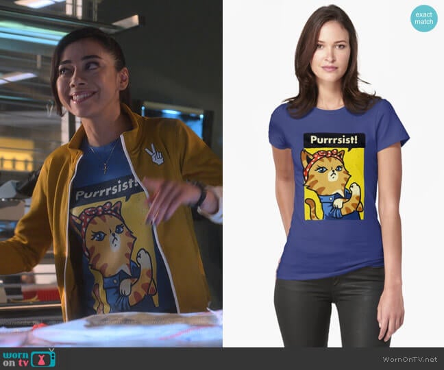 Redbubble Purrrsist! T-Shirt worn by Ella Lopez (Aimee Garcia) on Lucifer