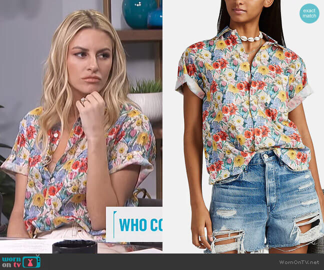 R13 Floral Cotton Skater Shirt worn by Morgan Stewart on E! News