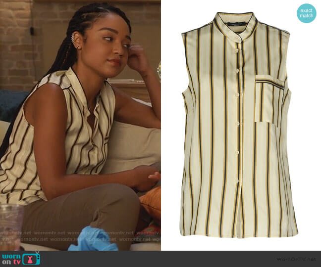 Roberto Collina Striped Shirt worn by Kat Edison (Aisha Dee) on The Bold Type