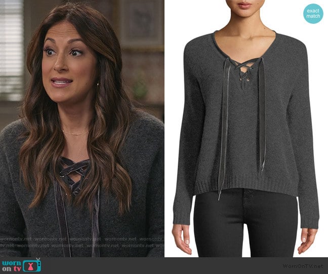 Rails Amelia Lace-Up Sweater worn by Colleen Brandon-Ortega (Angelique Cabral) on Life in Pieces