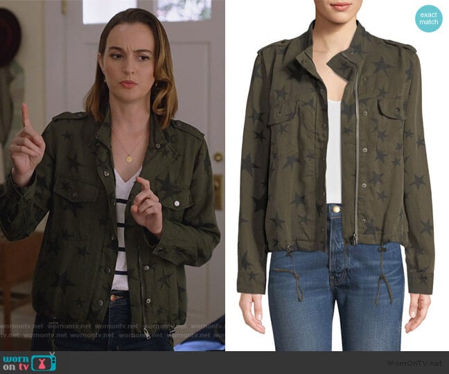 Rails Collins Star-Print Utility Jacket worn by Angie (Leighton Meester) on Single Parents