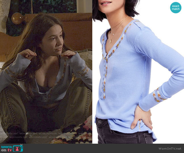 Free People Rainbow Thermal Tee worn by Becca Gelb (Gideon Adlon) on The Society