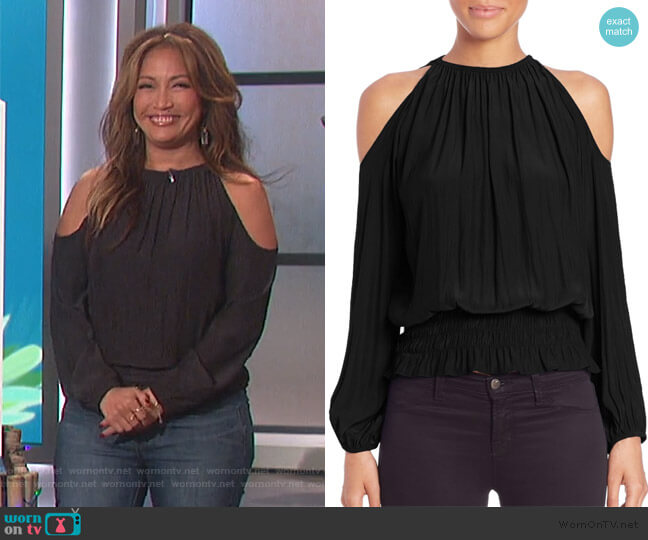 Ramy Brook Lauren Cold Shoulder Blouse worn by Carrie Inaba on The Talk