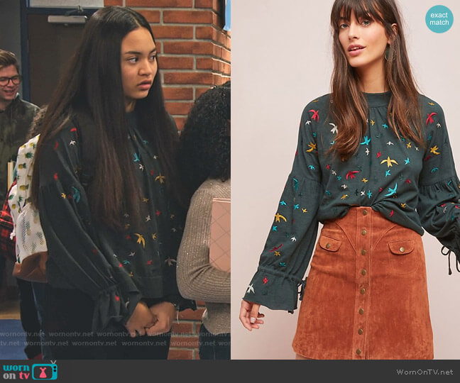 Ranna Gill Egret-Embroidered Top worn by Xuan (Tiana Le) on No Good Nick
