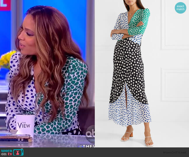 Rixo Chelsea Dot-Print Midi Dress worn by Sunny Hostin on The View
