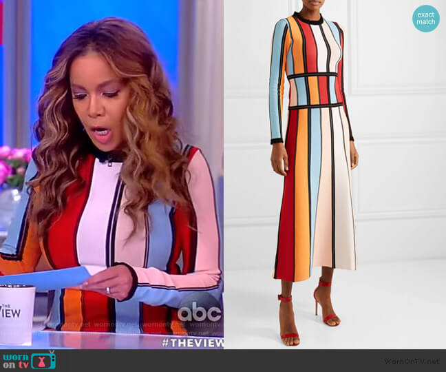 Roksanda Cutout color-block stretch-knit midi dress worn by Sunny Hostin on The View