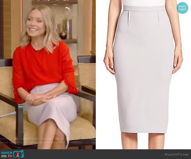 Roland Mouret Arreton Wool Pencil Skirt worn by Kelly Ripa on Live with Kelly and Mark