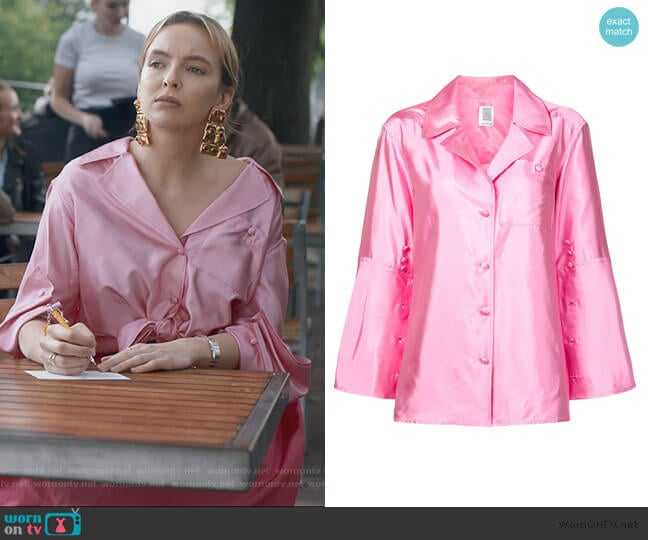 Rosie Assoulin Peek-a-Boo Silk Blouse worn by Villanelle (Jodie Comer) on Killing Eve