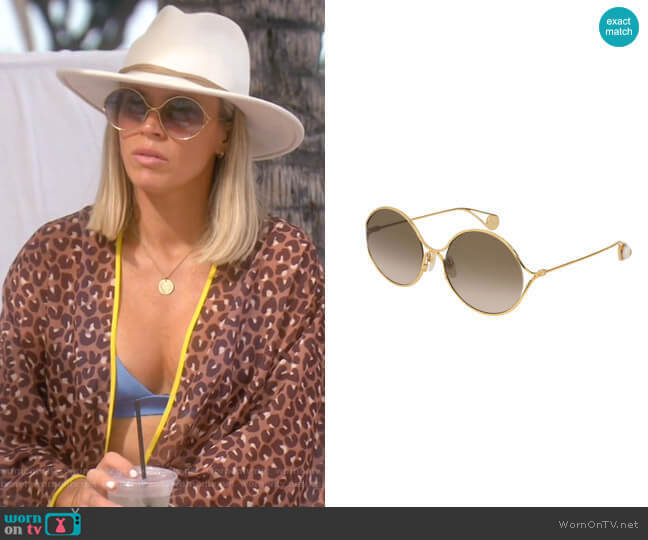 Gucci Round Forked Metal Sunglasses worn by Teddi Mellencamp Arroyave on The Real Housewives of Beverly Hills
