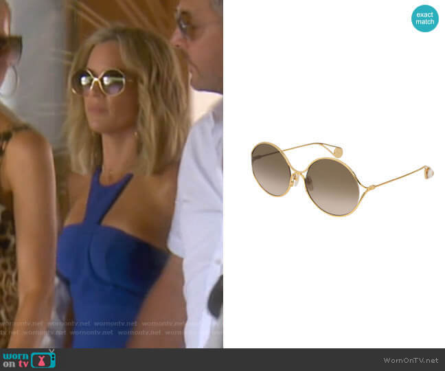 Gucci Round Forked Metal Sunglasses worn by Teddi Mellencamp Arroyave on The Real Housewives of Beverly Hills