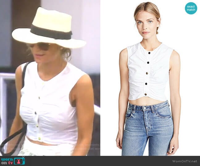 Derek Lam 10 Crosby Ruched Crop Top worn by Dorit Kemsley on The Real Housewives of Beverly Hills