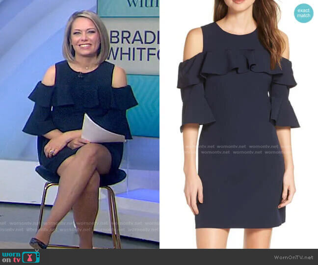 Eliza J Ruffle Cold Shoulder Shift Dress worn by Dylan Dreyer on Today