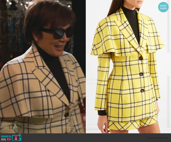 Sara Battaglia Single-breasted cape-back wool blazer worn by Kris Jenner on Keeping Up with the Kardashians