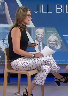 Savannah’s white floral cropped pants on Today