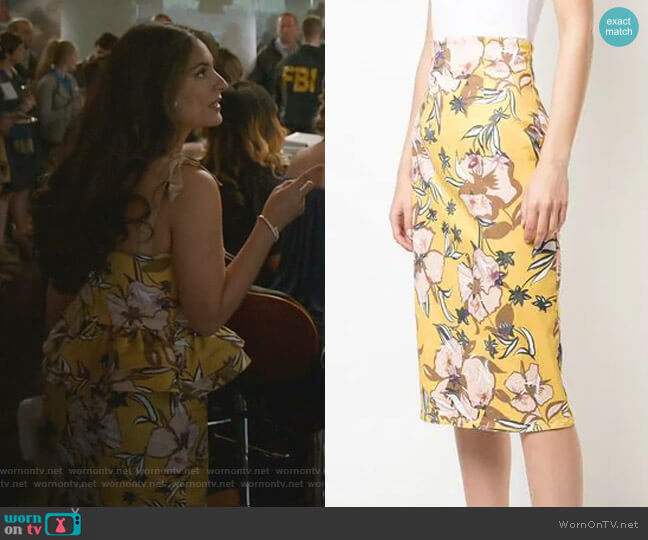 Silvia Tcherassi Mariola Floral Skirt worn by Cristal Jennings (Daniella Alonso) on Dynasty