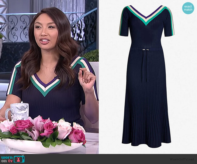 Sandro Sportswear stretch-knit midi dress worn by Jeannie Mai on The Real