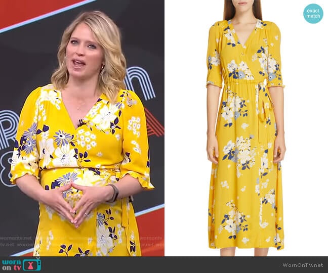 Sea Pia Floral Faux Wrap Midi Dress worn by Sara Haines on Good Morning America