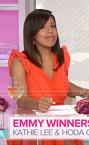Sheinelle’s orange eyelet wrap dress on Today