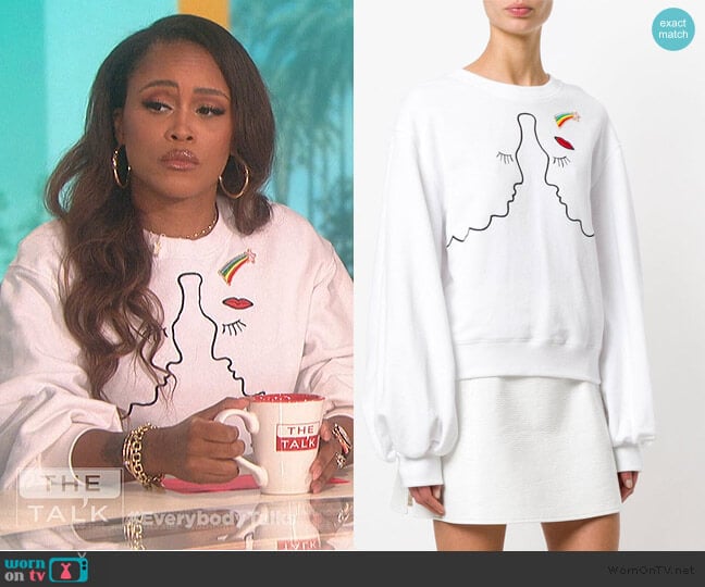 Vivetta Silhouette Embroidered Sweatshirt worn by Eve on The Talk