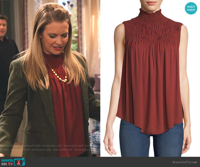Frame Smocked High-Neck Sleeveless Top worn by Liz (Melissa Joan Hart) on No Good Nick