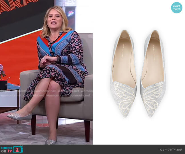 Sophia Webster Bibi Glitter Butterfly Flats worn by Sara Haines on Good Morning America