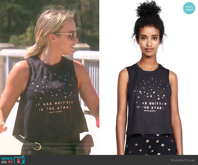 Spiritual Gangster Written in Stars Active Crop Tank Top worn by Teddi Mellencamp Arroyave on The Real Housewives of Beverly Hills